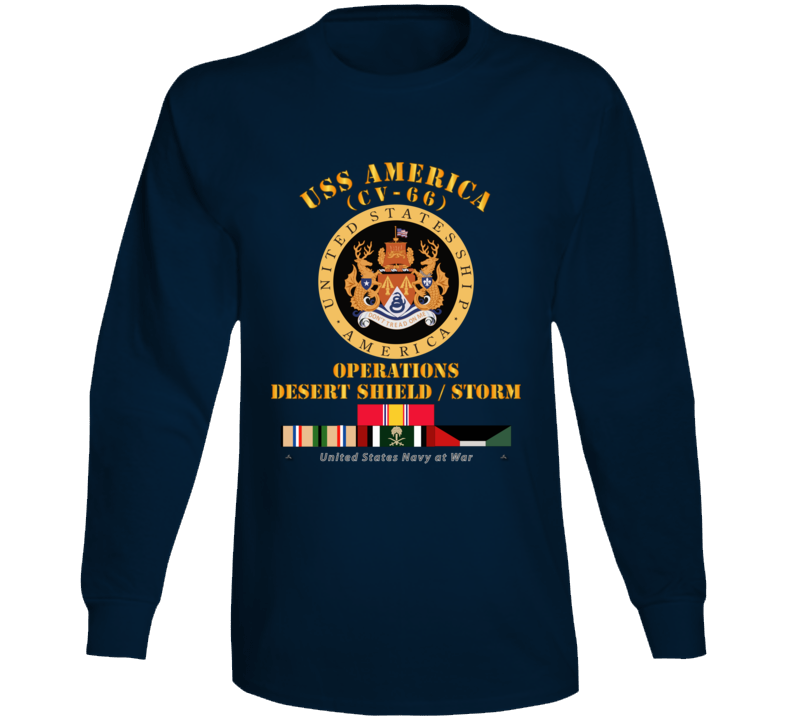 Navy - Uss America (cv-66) - Opns Ds - Ds W Gulf  War Svc Long Sleeve