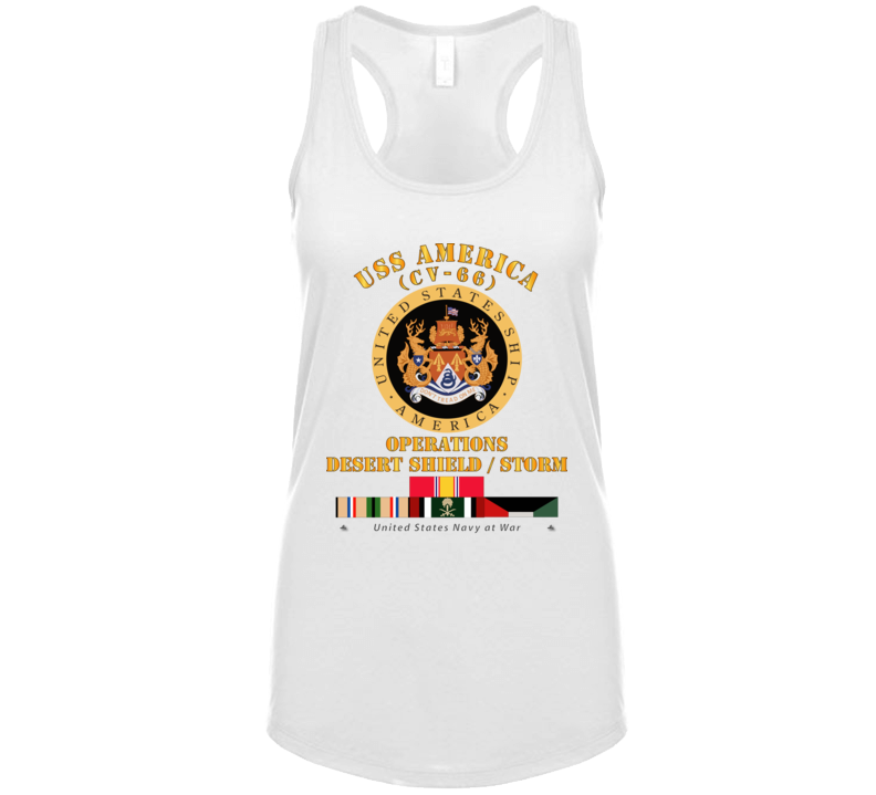 Navy - Uss America (cv-66) - Opns Ds - Ds W Gulf  War Svc Ladies Tanktop