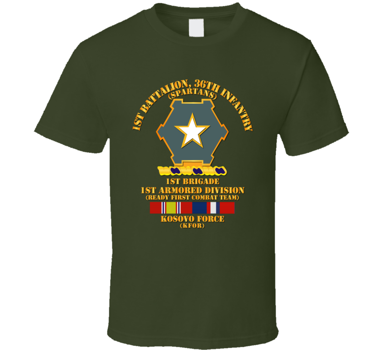 Army - 1st Bn 36th Infantry -  1st Bde - 1st Ar Div - Kosovo W Svc T Shirt