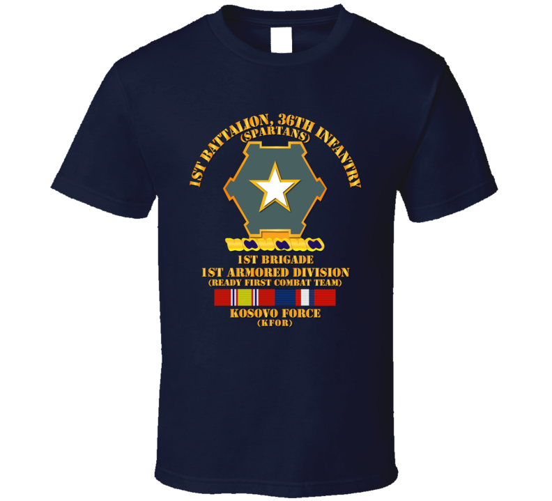 Army - 1st Bn 36th Infantry -  1st Bde - 1st Ar Div - Kosovo W Svc T Shirt