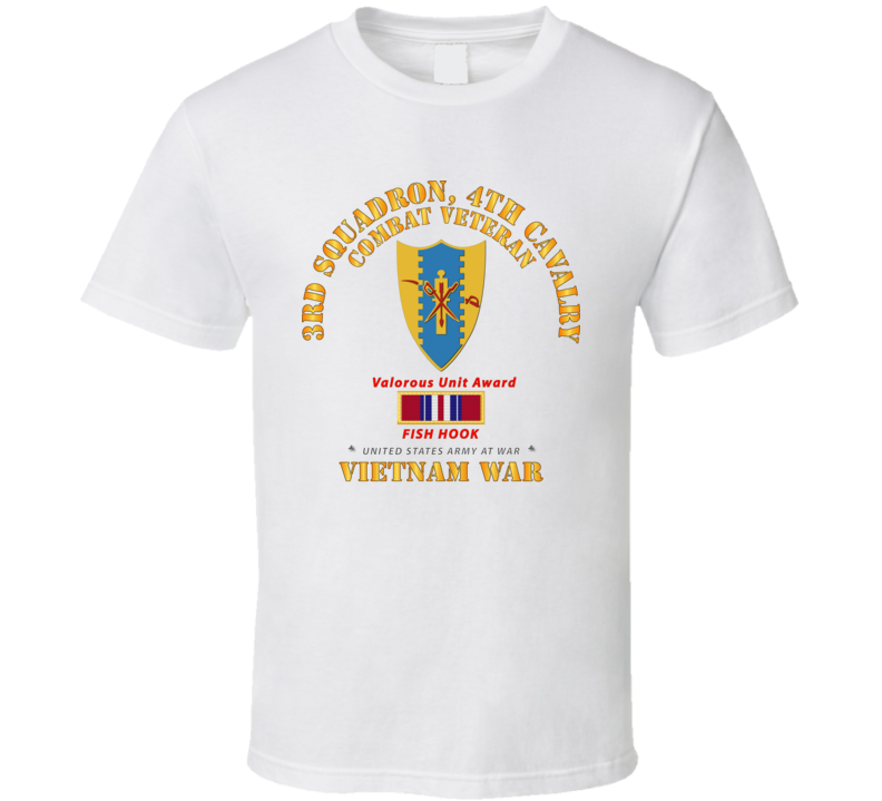 Army - 3rd Squadron 4th Cav- Vietnam War W Vua - Fish Hook T Shirt