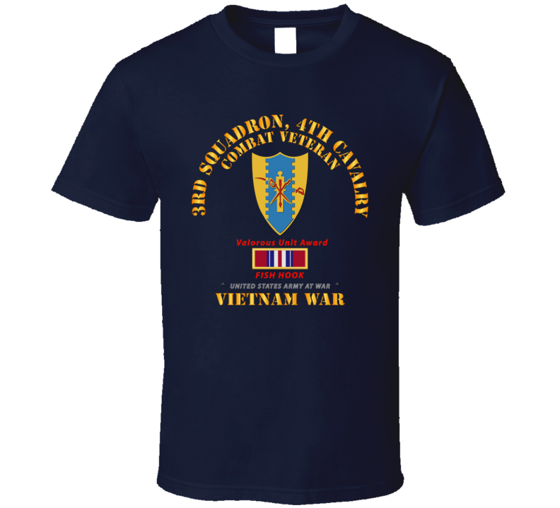 Army - 3rd Squadron 4th Cav- Vietnam War W Vua - Fish Hook T Shirt