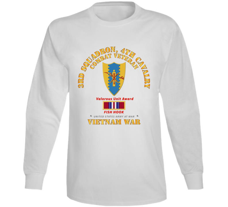 Army - 3rd Squadron 4th Cav- Vietnam War W Vua - Fish Hook Long Sleeve