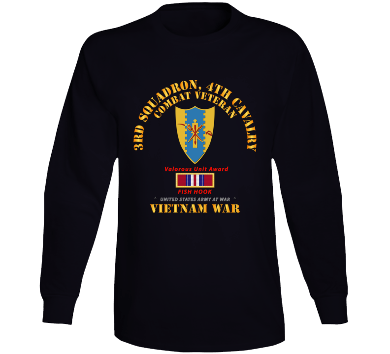 Army - 3rd Squadron 4th Cav- Vietnam War W Vua - Fish Hook Long Sleeve