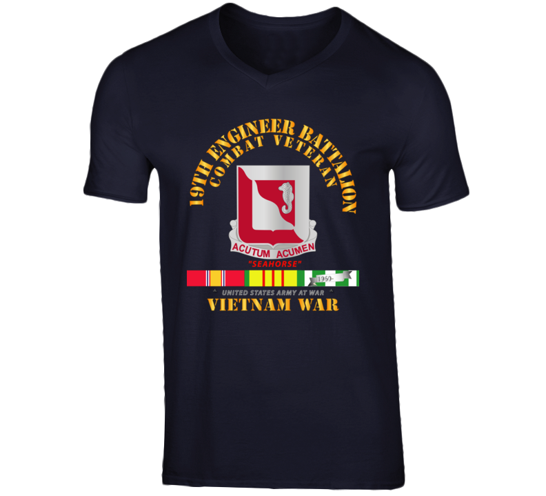 Army - 19th Engineer Battalion - W Vn Svc V-neck