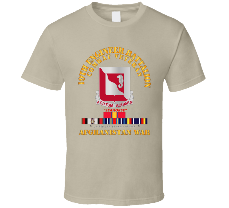 Army - 19th Engineer Battalion - Afghanistan War W Svc T Shirt
