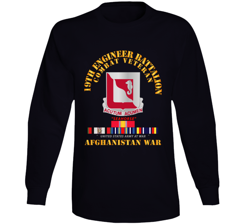 Army - 19th Engineer Battalion - Afghanistan War W Svc Long Sleeve