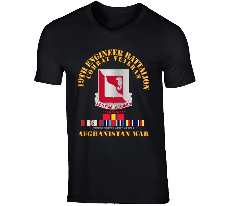Army - 19th Engineer Battalion - Afghanistan War W Svc V-neck