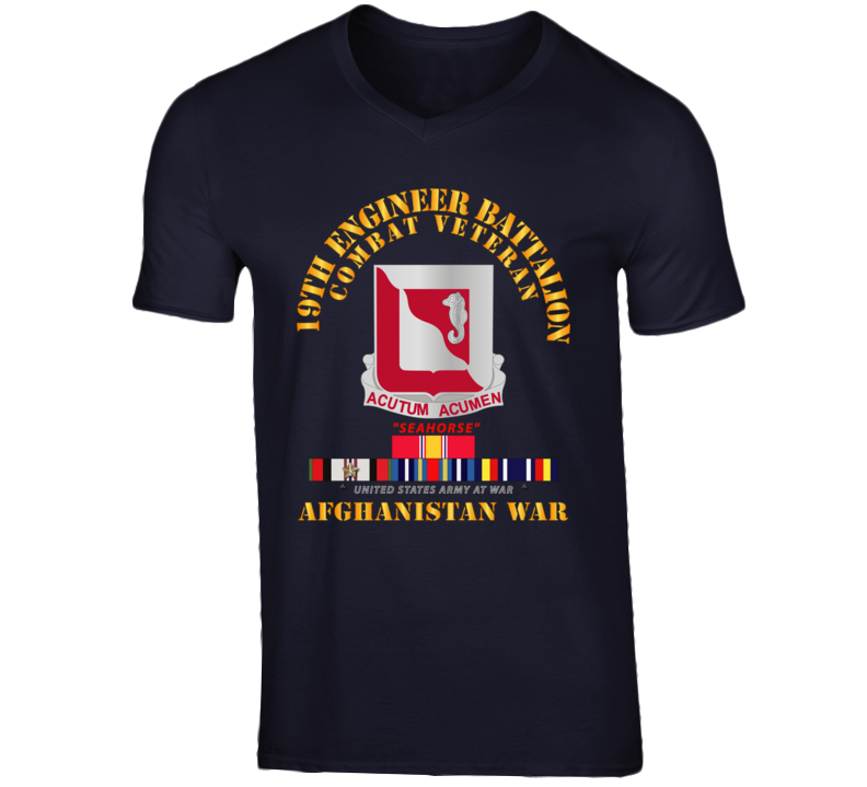 Army - 19th Engineer Battalion - Afghanistan War W Svc V-neck