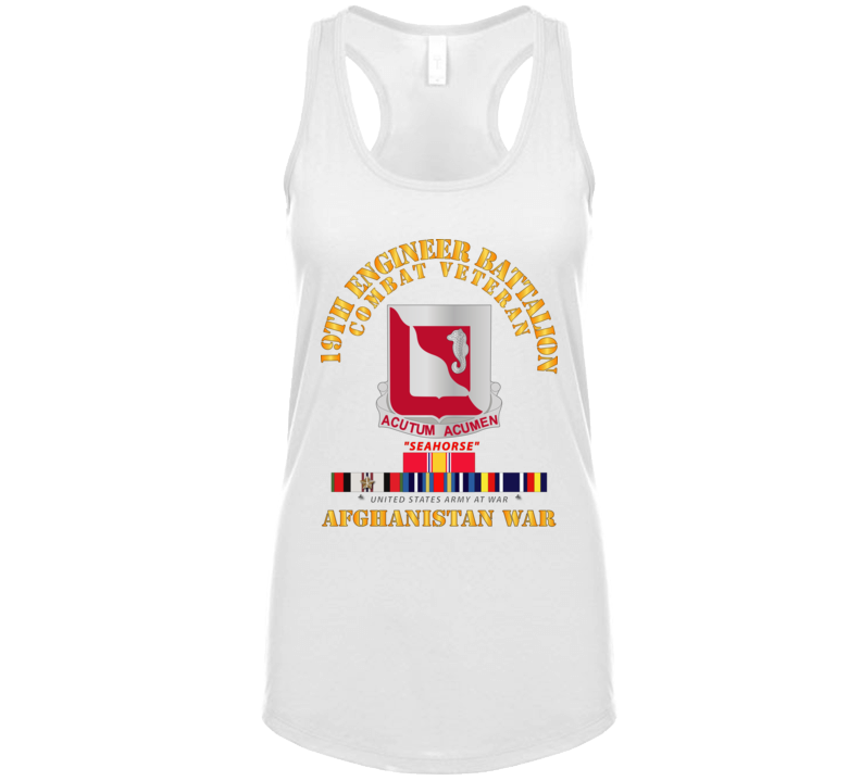Army - 19th Engineer Battalion - Afghanistan War W Svc Ladies Tanktop