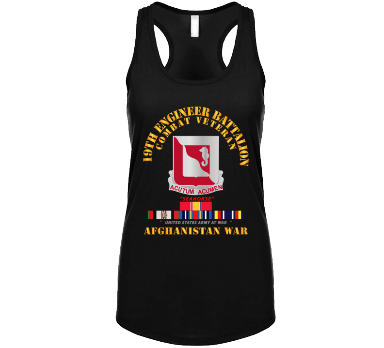 Army - 19th Engineer Battalion - Afghanistan War W Svc Ladies Tanktop