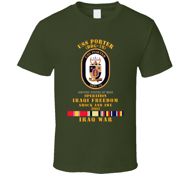 Navy - Uss Porter - Shock And Awe 2003 - Svc Oif T Shirt