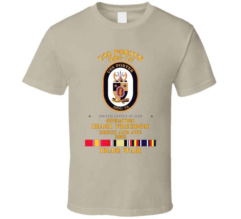 Navy - Uss Porter - Shock And Awe 2003 - Svc Oif T Shirt