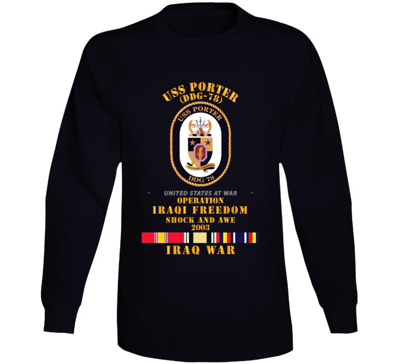 Navy - Uss Porter - Shock And Awe 2003 - Svc Oif Long Sleeve