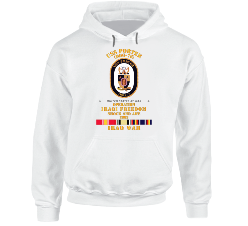 Navy - Uss Porter - Shock And Awe 2003 - Svc Oif Hoodie