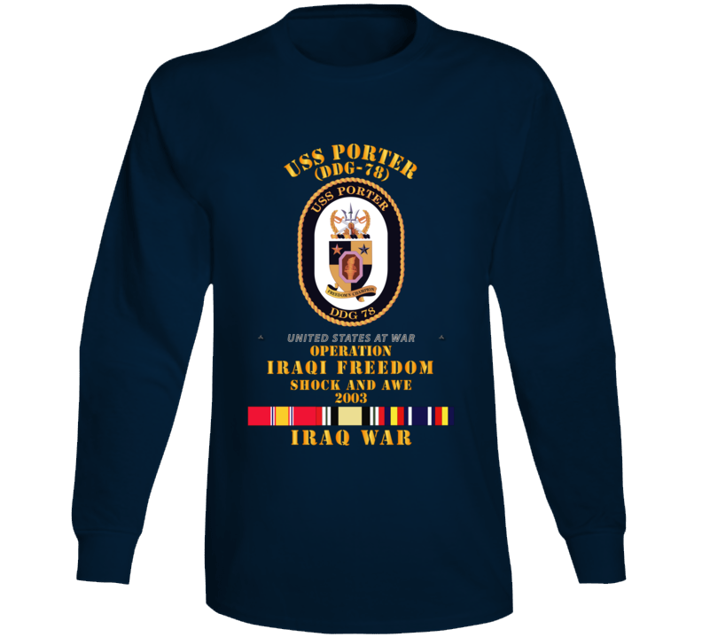 Navy - Uss Porter - Shock And Awe 2003 - Svc Oif Long Sleeve