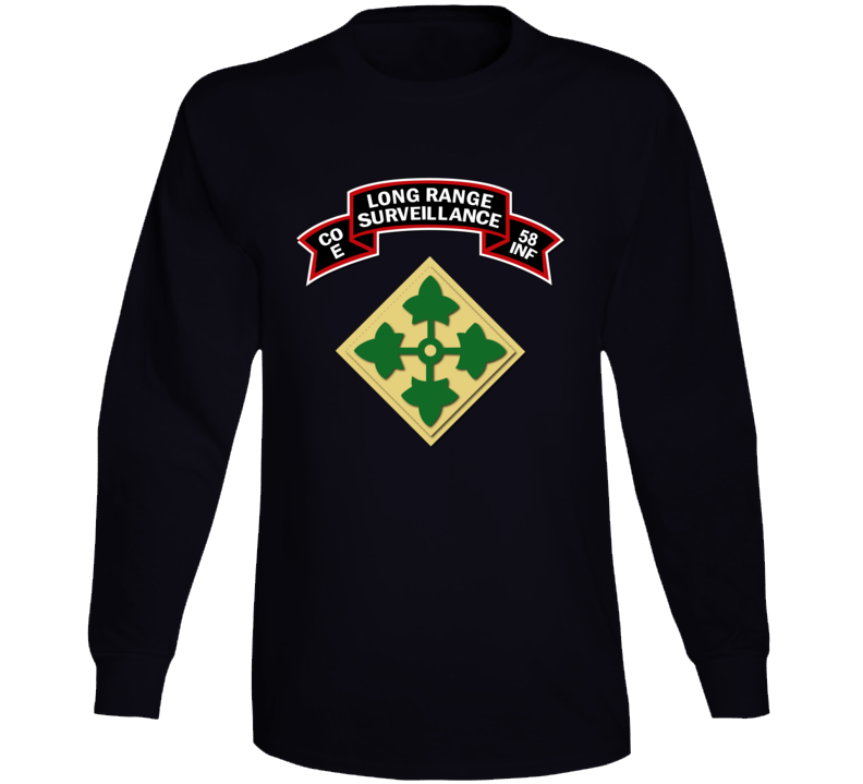 Ssi - E Co 58th Infantry (ranger) Scroll - Lrrp W 4th Id Long Sleeve