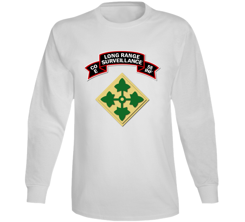 Ssi - E Co 58th Infantry (ranger) Scroll - Lrrp W 4th Id Long Sleeve