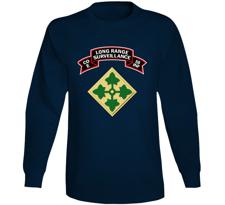 Ssi - E Co 58th Infantry (ranger) Scroll - Lrrp W 4th Id Long Sleeve