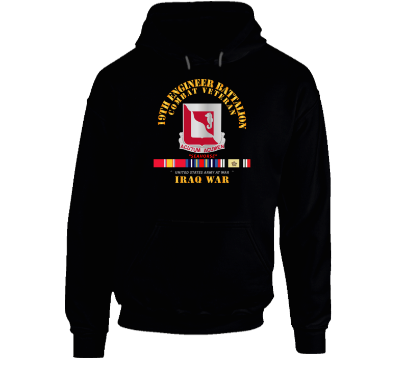 Army - 19th Engineer Battalion - Iraq War W Svc Hoodie