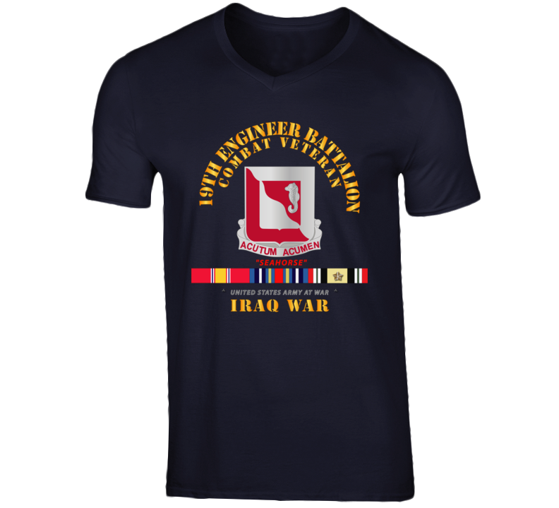 Army - 19th Engineer Battalion - Iraq War W Svc V-neck