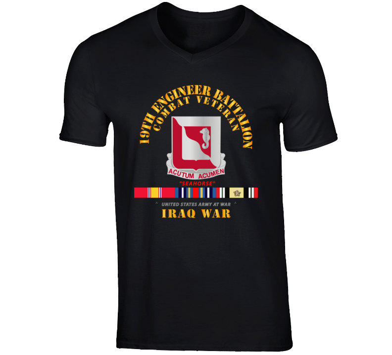 Army - 19th Engineer Battalion - Iraq War W Svc V-neck