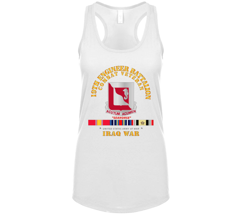 Army - 19th Engineer Battalion - Iraq War W Svc Ladies Tanktop