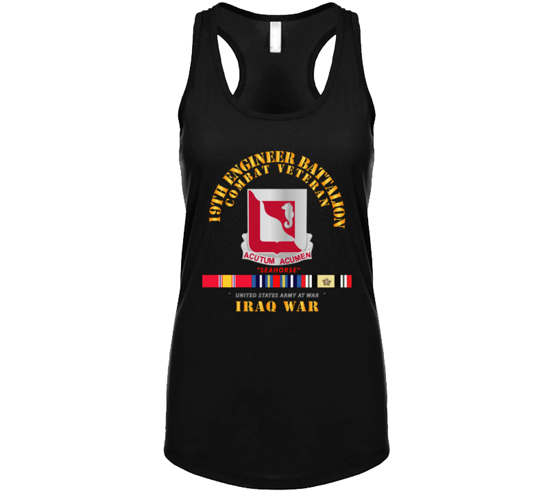 Army - 19th Engineer Battalion - Iraq War W Svc Ladies Tanktop