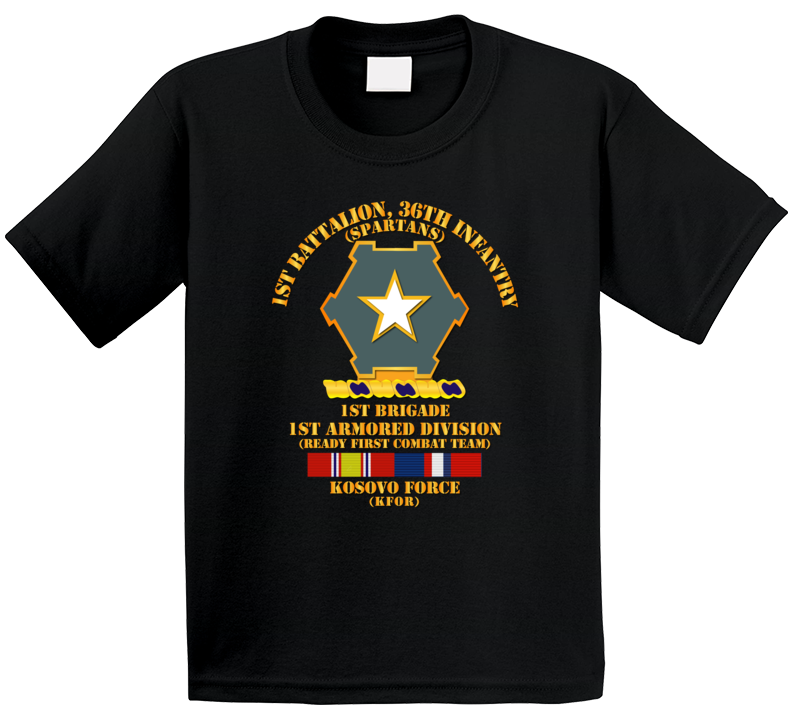 Army - 1st Bn 36th Infantry -  1st Bde - 1st Ar Div - Kosovo W Svc T Shirt