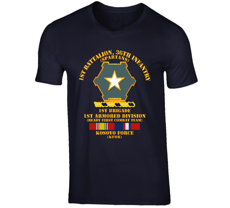 Army - 1st Bn 36th Infantry -  1st Bde - 1st Ar Div - Kosovo W Svc T Shirt
