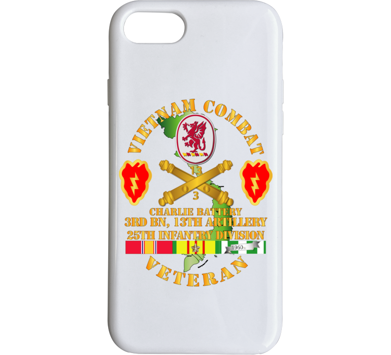 Army - Vietnam Combat Veteran W C Btry - 3rd Bn 13th Artillery Dui - 25th Id Ssi Phone Case