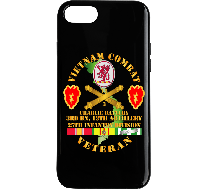 Army - Vietnam Combat Veteran W C Btry - 3rd Bn 13th Artillery Dui - 25th Id Ssi Phone Case