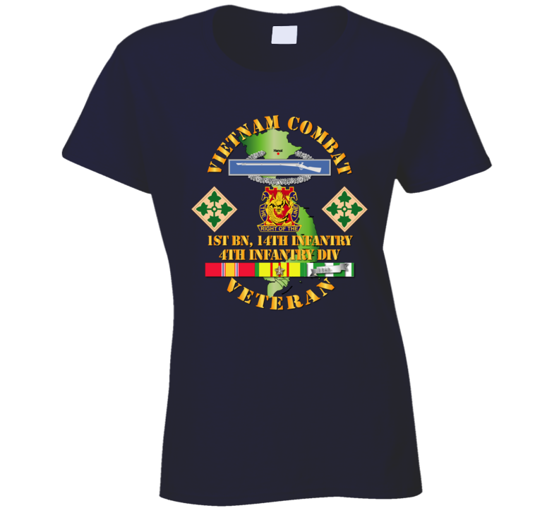 Army - Vietnam Combat Infantry Veteran W 1st Bn 14th Inf - 4th Id Ssi Ladies