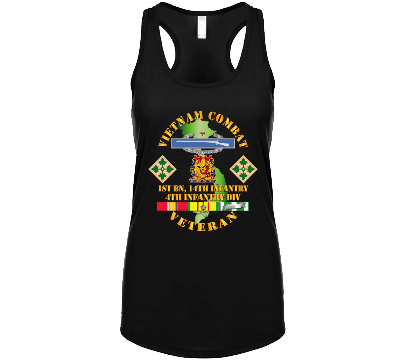 Army - Vietnam Combat Infantry Veteran W 1st Bn 14th Inf - 4th Id Ssi Ladies Tanktop
