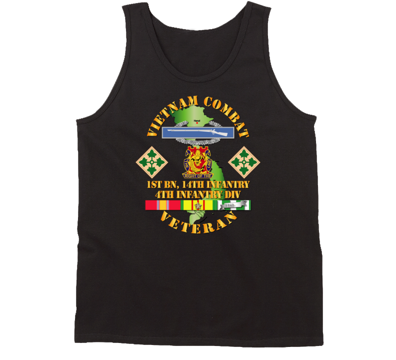 Army - Vietnam Combat Infantry Veteran W 1st Bn 14th Inf - 4th Id Ssi Tanktop