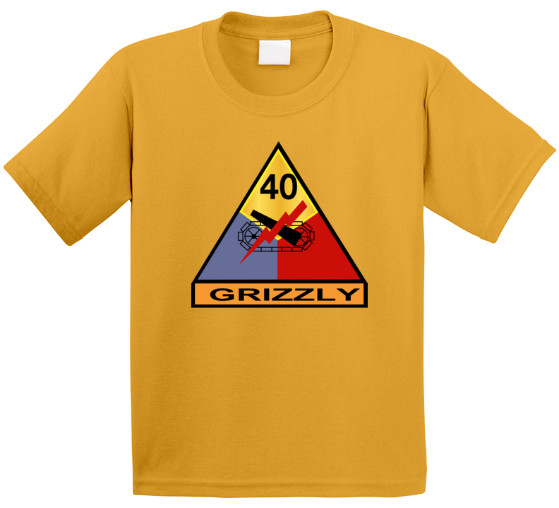 Army - 40th Armored Division - Grizzly Wo Txt T Shirt