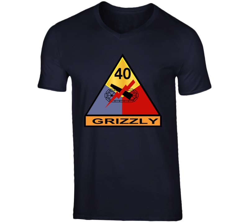 Army - 40th Armored Division - Grizzly Wo Txt V-neck