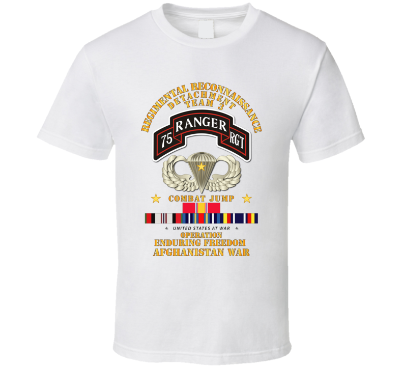 Sof - Combat Jump - Tm3 - Rrd - 75th Rgr Rgt - Oef - Afghanistan W Svc T Shirt