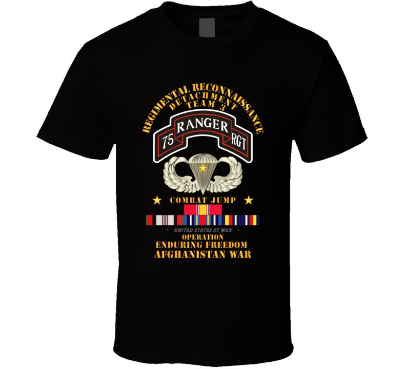 Sof - Combat Jump - Tm3 - Rrd - 75th Rgr Rgt - Oef - Afghanistan W Svc T Shirt