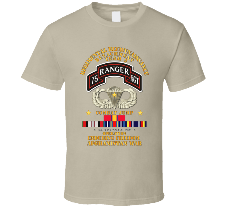 Sof - Combat Jump - Tm3 - Rrd - 75th Rgr Rgt - Oef - Afghanistan W Svc T Shirt