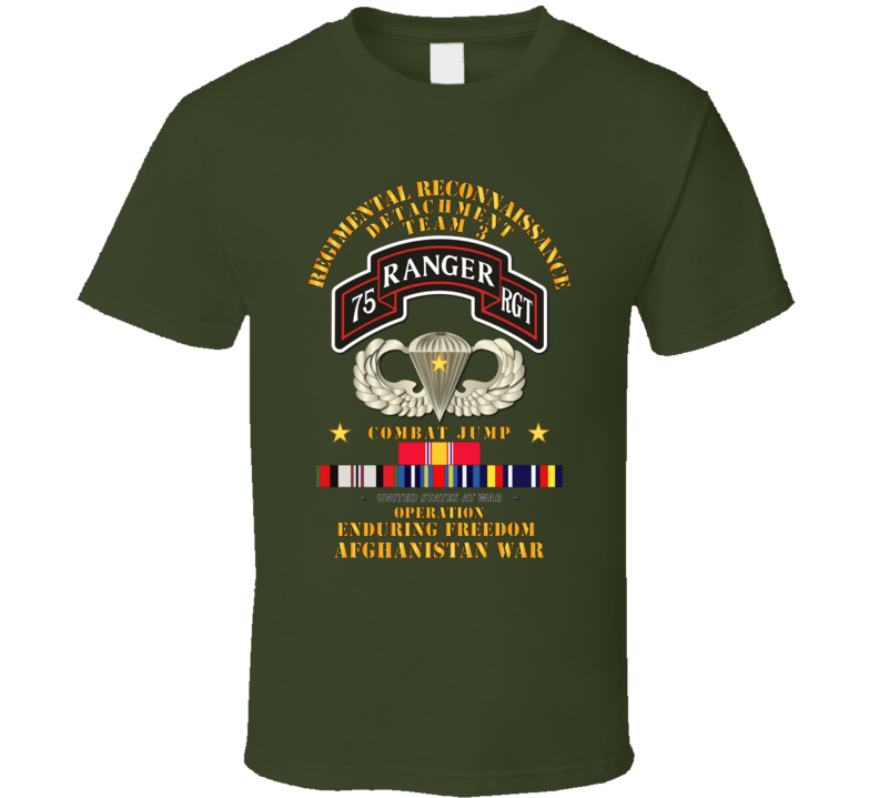 Sof - Combat Jump - Tm3 - Rrd - 75th Rgr Rgt - Oef - Afghanistan W Svc T Shirt