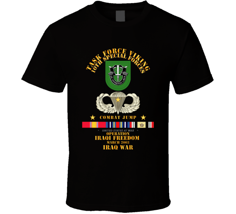 Sof - Combat Jump - Tf Viking - 10th Sfg - Oef - Iraq W Svc T Shirt