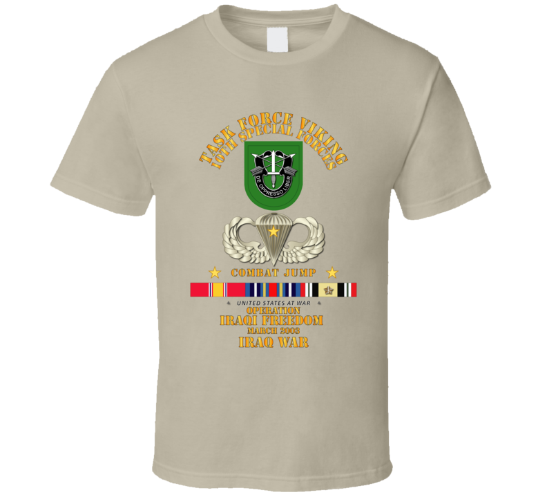 Sof - Combat Jump - Tf Viking - 10th Sfg - Oef - Iraq W Svc T Shirt
