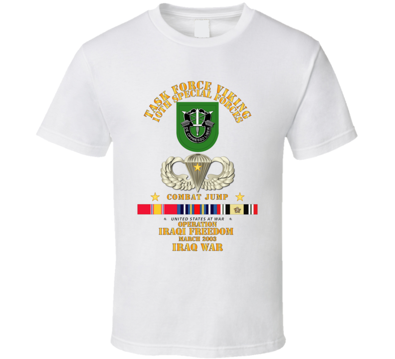 Sof - Combat Jump - Tf Viking - 10th Sfg - Oef - Iraq W Svc T Shirt