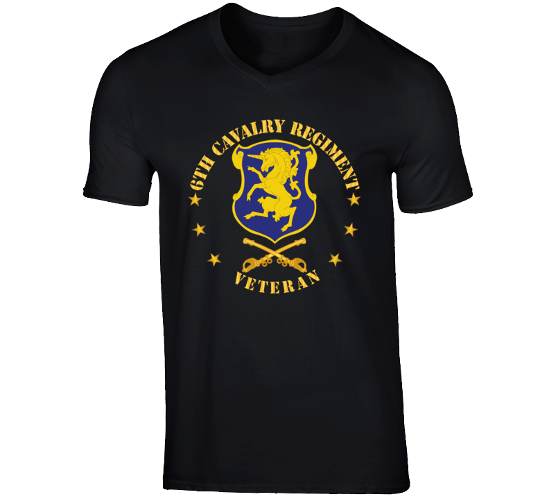 Army - 6th Cavalry Regiment Veteran W Cav Branch V-neck