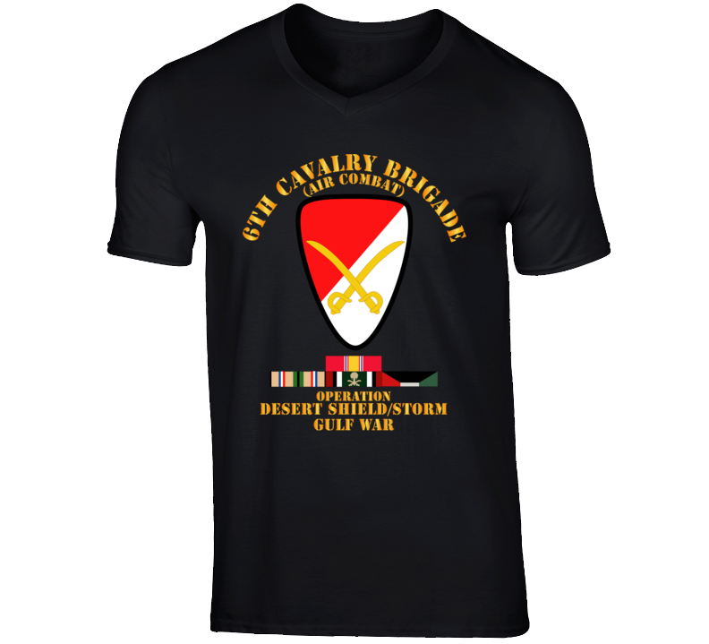 Army - 6th Cavalry Bde - Desert Shield - Storm W Ds Svc V-neck