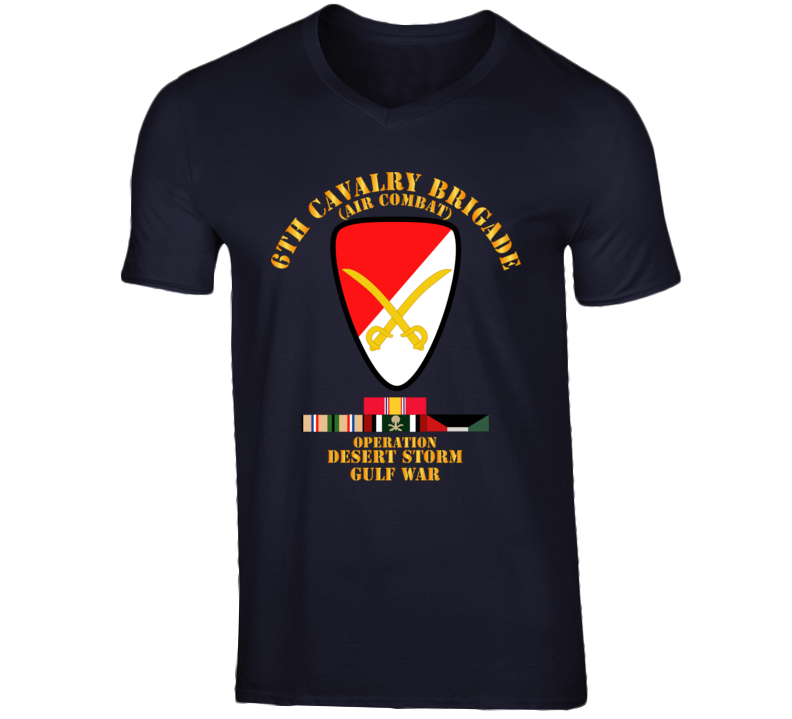 Army - 6th Cavalry Bde - Desert Storm W Ds Svc V-neck