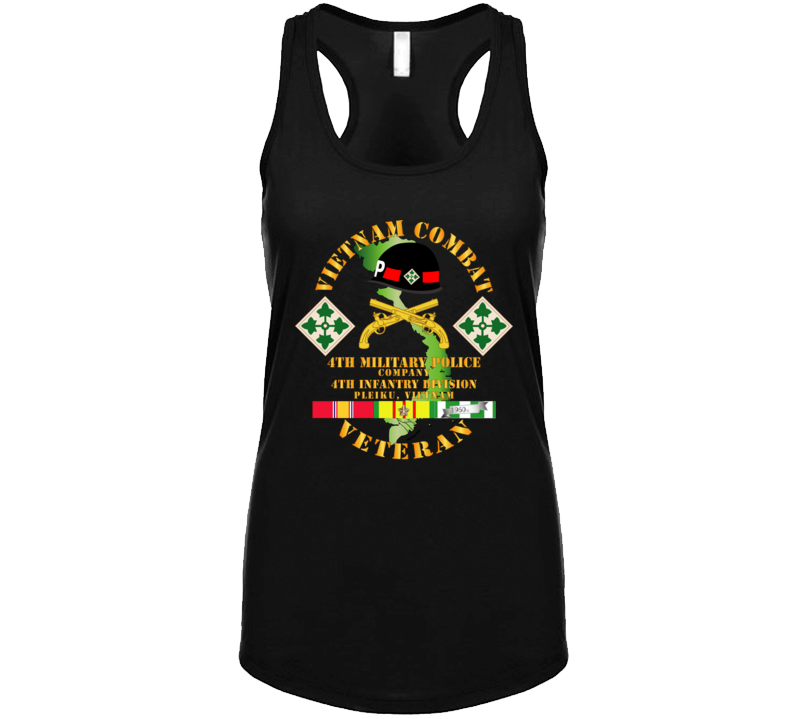 Army - Vietnam Combat Veteran W 4th Military Police Co W 4th Infantry Division Ladies Tanktop