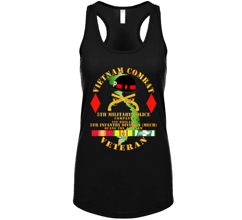 Army - Vietnam Combat Veteran W 5th Military Police Co W 5th Id Ladies Tanktop