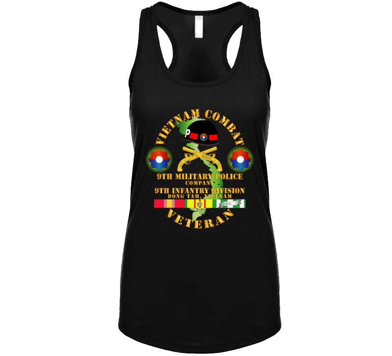 Army - Vietnam Combat Veteran W 9th Military Police Co W 9th Id Ladies Tanktop